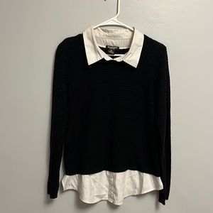 Linda Matthews Black Collared Sweater